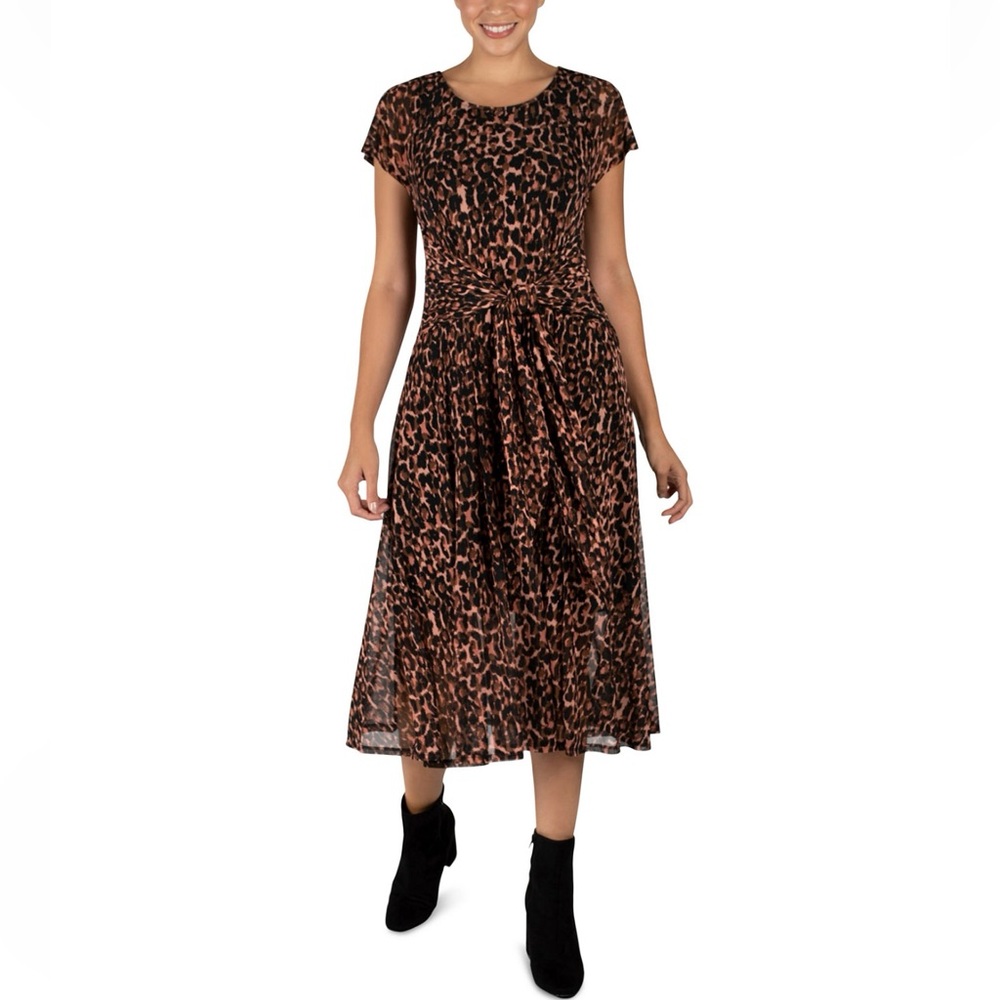 Signature by Robbie Bee Leopard Print Midi Dress